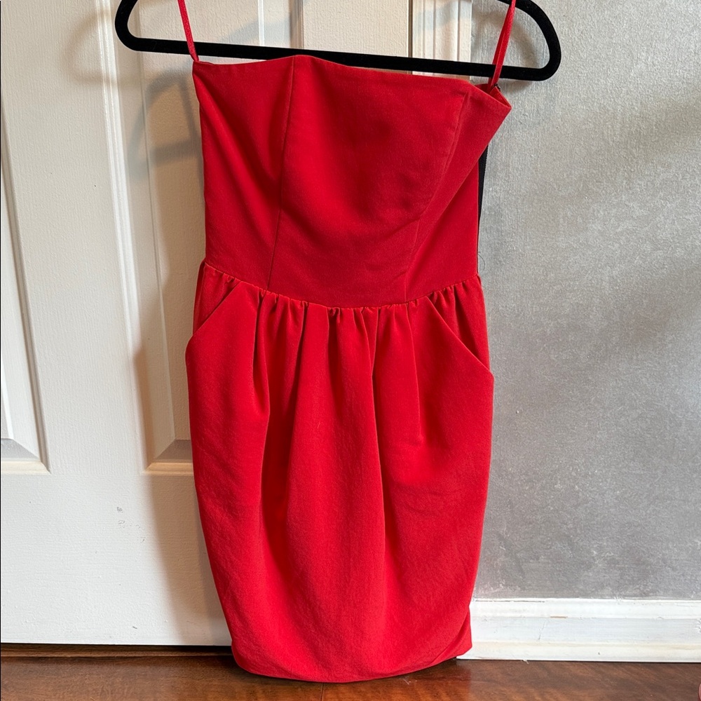 RACHEL Rachel Roy Vibrant Red Strapless Dress